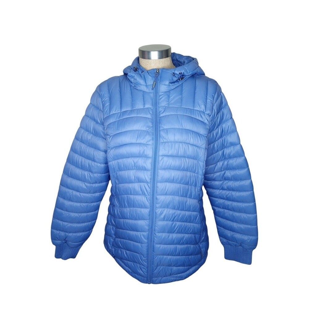 ZeroXposur Puffer Jacket Coat Womens Sz 12 Blue Hooded Light Packable